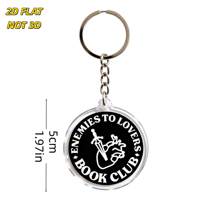 Porte-clés en acrylique 'Club de lecture : De ennemis à amants', thème 'Tropes romantiques', breloque de sac et accessoire de porte-clés, design transparent double face