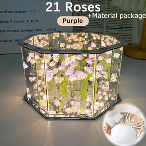 DIY Cubo LED Luz Nocturna Creativa ABS Tulipán Rosa Marco de Fotos Hecho a Mano Regalo de Cumpleaños con Nube Atmósfera Lámparas de Mesa - Product Image 5