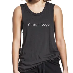 Dames Yoga Vest T Shirts 100% Katoen Losse Fit Gym Workout Mouwloze Singlet Custom Vrouwen Vlakte Tank Top