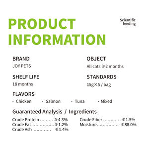 Vente d'usine de friandises pour animaux de compagnie : Bâtonnets de nourriture humide pour chats de 15 g, riches en protéines, sans céréales, saveur bœuf et poulet avec goût de légumes - Product Image 6