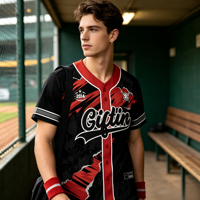 Venta al por mayor ODM: Camiseta de béisbol de poliéster de 220 g con sublimación completa, logotipo y número personalizados para uniformes de equipos de club, personalización a granel para el día del partido.