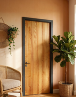 Porte pré-montée en bois avec placage en frêne blanc, design moderne pour intérieur