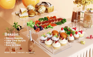Bakzon – Ensemble de présentoirs à desserts en acrylique à 3 niveaux amélioré avec plateaux de service pour cupcakes, idéal pour mariages, baby showers et goûters - Product Image 4