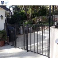 Valla de jardín de acero, piquete de Metal de acero moderno, valla negra, puerta de valla de acero plana forjada de seguridad