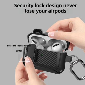 Funda Protectora de Fibra de Carbono Compatible con <span class=keywords><strong>AirPods</strong></span>, con Bloqueo de Seguridad y Hebilla Anticaídas - Product Image 3