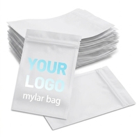 Sacs refermables en plastique blanc avec logo personnalisé, pochette anti-odeur en aluminium, sac Mylar 3,5, sac plat noir mat double face pour emballage