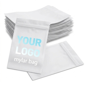 Sacs refermables en plastique blanc avec logo personnalisé, pochette anti-odeur en aluminium, sac Mylar 3,5, sac plat noir mat double face pour emballage - Product Image 4