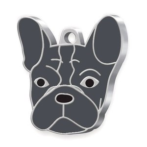 Medaglietta per Cani Bulldog Francese in Metallo Grigio, Charm per Collare - Product Image 1