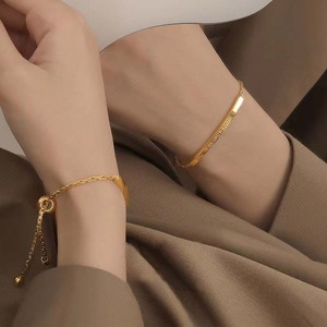 Braccialetto regolabile a catena sottile placcato <span class=keywords><strong>oro</strong></span> da <span class=keywords><strong>sogno</strong></span> con incisione a barra lunga in acciaio inossidabile alla moda - Product Image 6