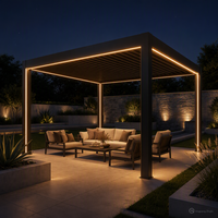 Pergola bioclimatique motorisée moderne de luxe en aluminium, à lames orientables, thermolaquée, rétractable, résistante aux intempéries, écologique, pour jardin