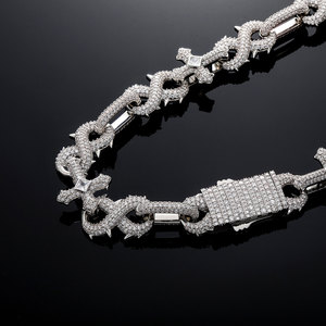 Chaîne de collier haut de gamme pour homme, chaîne cubaine à maillons croisés en forme de chardon à 8 caractères, symbole de l'infini, style hip-hop - Product Image 1