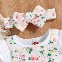 Setelan Kembar Anak Perempuan Amerika Eropa, Koleksi Musim Panas Terbaru, Katun Bergaris Motif Bunga, Tanpa Lengan, Overall Tali Selempang, Dua Potong