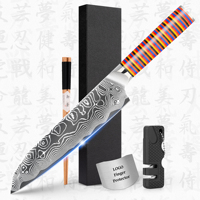 10 % de réduction sur les couteaux de cuisine Damas de 8 pouces avec manche G10 arc-en-ciel personnalisé, couteau de chef Gyuto Aus10 avec couleurs G10 entièrement personnalisables