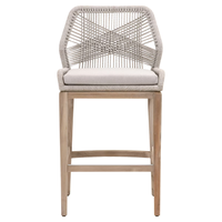 Chaise de bar Loungemobel très vendue, style nordique, en corde tressée, tissu doux, tabourets de bar en bois massif pour cuisine, jardin, terrasse