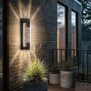 Applique murale extérieure moderne noire du crépuscule à l'aube, 15,7 pouces, LED, étanche, pour porte, couloir, patio, cour - Product Image 1