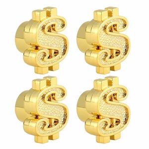 4 capuchons de valve en forme de dollar doré pour voitures et motos, avec cristaux brillants, pour pneus et tiges de valve - Product Image 2