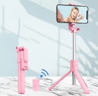 Perche à selfie sans fil Bluetooth 2026 avec mini trépied extensible, monopode et lumière d'appoint, télécommande pour téléphones iOS et Android
