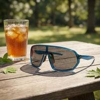 Lunettes de soleil surdimensionnées à monture PC avec logo personnalisé pour sports de plein air, verres polarisés TAC bleus, style randonnée et vacances, idée cadeau, protection UV400