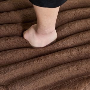 Ottoman <span class=keywords><strong>rond</strong></span> moderne et durable en fausse <span class=keywords><strong>fourrure</strong></span>, revêtement marron pour chambre à coucher, salon, hôtel - Product Image 3