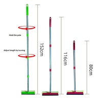 Nettoyeur de vitres avec perche télescopique en plastique et acier inoxydable, avec chiffon double face, raclette et éponge 2-en-1 pour vitres