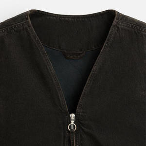 맞춤 남성 데님 조끼 남성 지퍼 데님 조끼 - Product Image 5