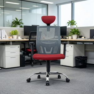 Chaise de bureau exécutive moderne en maille, dossier haut, pivotante, réglable, avec cadre en plastique et base en acier, accoudoirs réglables - Product Image 1