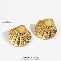 CLIORO Mode En Acier Inoxydable Boucles D'oreilles D'été À La Mode Plaqué Or Carré Shell Boucles D'oreilles Étanche Bijoux pour Femmes