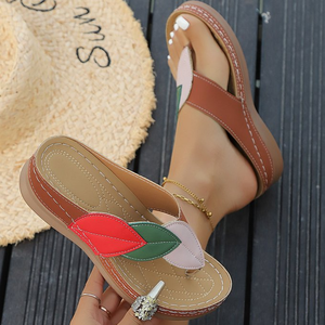 Sandali <span class=keywords><strong>da</strong></span> Donna con Fiori e Blocchi di Colore, Nuovo Prodotto Estivo 503, Suola Spessa, Taglia Grande, Sandali con <span class=keywords><strong>Clip</strong></span> - Product Image 1