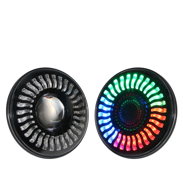 Hot Sale 7 Inch Round RGB LED Headlight Bulb 6000K Offroad Smartphone APP Control Angel Eyes Round LED Light Bulb