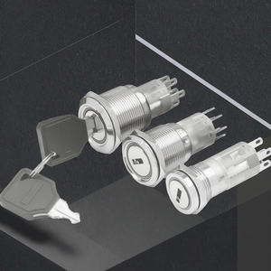 Shinechip tự khóa 1no1nc/2no2nc 220VAC LED vòng chiếu sáng 16/19/22mm kim loại <span class=keywords><strong>push</strong></span>-nút chuyển đổi IP65 lựa chọn Knob/Knob cho - Product Image 2