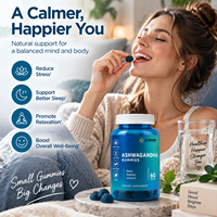 Routine de bien-être quotidienne pour les vendeurs e-commerce aux États-Unis et en Europe, supplément en marque privée OEM, gommes à l'ashwagandha et à la vitamine D, 60 unités