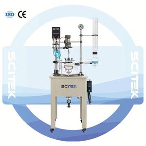 SCITEK 10L Reactor de vidrio de una sola capa para condensación Extracción y separación de reacción de agitación al vacío-OEM personalizable - Product Image 1