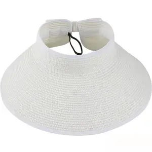 ZG-Sombrero de sol plegable para mujer, visera ancha de ala grande para playa, sombrero de paja, gorra de protección UV