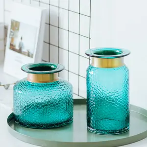 Прямая поставка современный синий Floreros De Vidrio 2021 простая настольная Скандинавская стеклянная ваза домашний декор