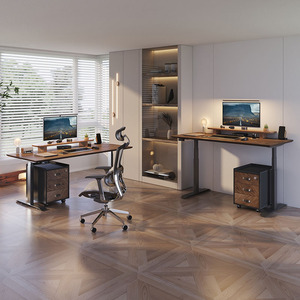 现代办公家具工作站可调高度坐立桌电动电脑升降机木制桌面框架 - Product Image 5