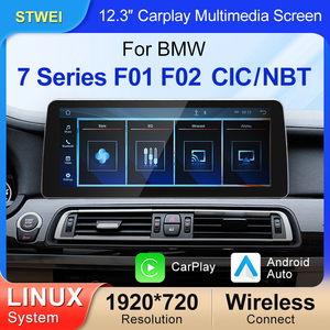 STWEI จอไร้สายขนาด 12.3 นิ้ว รองรับ AUTO CarPlay สำหรับรถยนต์ BMW ซีรีส์ 7 รุ่น F01 F02 CIC ปี 2011-2016 ระบบ Linux หน้าจอสัมผัส Bluetooth ความละเอียด 1920x720 - Product Image 2