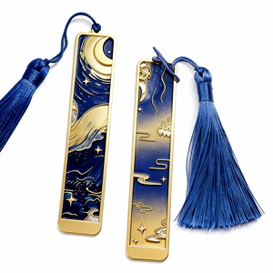 Segnalibro in Metallo Personalizzato Vintage con Dipinti <span class=keywords><strong>di</strong></span> Van Gogh e <span class=keywords><strong>Monet</strong></span>, in Lega <span class=keywords><strong>di</strong></span> Zinco Smaltato Traforato con Nappa - Product Image 2