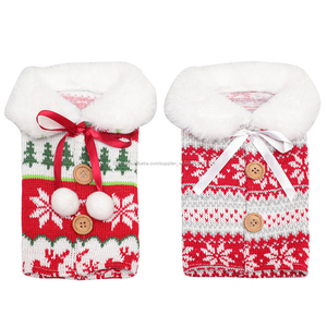 2021 cubierta de la botella de vino de Navidad ornamento alce nieve bola de la piel botella de cerveza decoración de la Mesa - Product Image 4