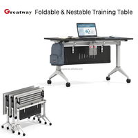 Table de formation pliable mobile avec roulettes, structure en acier, empilable pour salle de classe, école, bureau