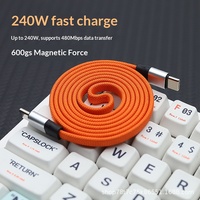 Kabel Data Magnetik Anyaman Tipe-C Weike 240W Langsung dari Pabrik, 1m, Dapat Ditarik, untuk // Tablet, Pengisian Cepat