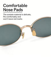 Lunettes de soleil ovales tendance Nerd-Chic en titane, monture or, argent, noir, design minimaliste, protection UV400, pour hommes et femmes, vente en gros OEM ODM