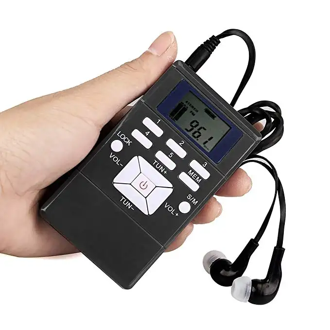 Sıcak taşınabilir Mini FM AM cep radyo alıcısı kulaklık ile taşınabilir ABS Stereo FM radyo olaylar için