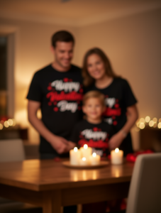 T-shirt in cotone stampato con la scritta Happy Valentine's Day Love per coppie, abiti coordinati per la famiglia, camicie casual a maniche corte - Product Image 2