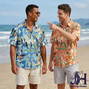 Camisa de <span class=keywords><strong>Hombre</strong></span> con Estampado Floral Tropical, Talla Grande, Manga Corta, Cuello de Solapa, Botones, Informal, para Vacaciones en la Playa - Product Image 3