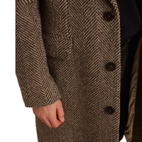 Manteau Homme en Laine à Simple Boutonnage Automne/Hiver en Tweed en Forme de H Double Face Fermeture Boutonnée à Chevrons avec Poches à Rabat