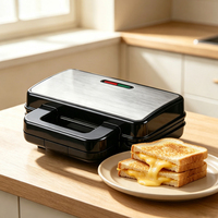 Machine à sandwich électrique 2 tranches détachable avec plaques en plastique antiadhésives, indicateur lumineux de température froide, usage domestique