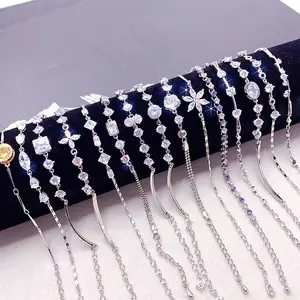Bracelet en zircon pour femmes, couleur or véritable, plaqué or, haute qualité, bijoux mélangés, vente en gros, tendance, pour elle