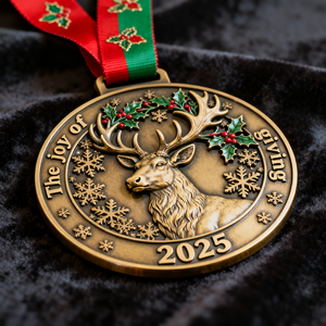 Медаль на память в винтажном стиле 2025 года с индивидуальным логотипом, из антикварной латуни, литая, с УФ-печатью, матовая отделка, для праздничных мероприятий - Product Image 4