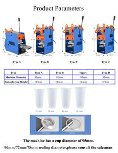ZEQUAN 95/90/75 mm Becherverschließmaschine Kunststoffbecherherstellung Verschlussmaschine Milchtee Joghurt Becherverschließmaschine - Product Image 4
