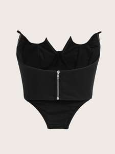 <span class=keywords><strong>Top</strong></span> Corset Sexy con <span class=keywords><strong>Tirantes</strong></span> Invisibles, Estilo Espina de Pescado, Color <span class=keywords><strong>Blanco</strong></span> Sólido, para Mujeres con Busto Grande, Venta Caliente - Product Image 6